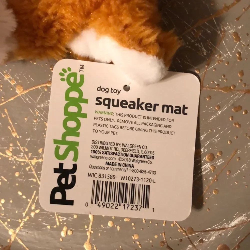 PetShoppe Cutest Fox Squeaker Mat Dog Toy White Rust Brown Black NWT